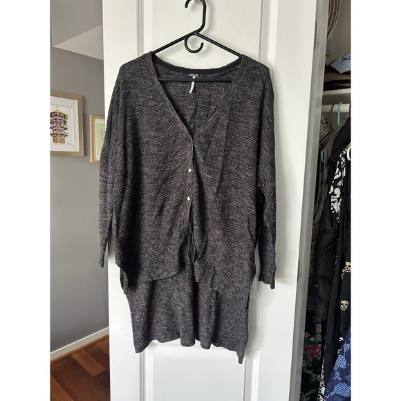 Free People Sweaters - Free People Snap Button Front Oversized Cardigan Sweater Women's Small Purple